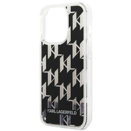 Karl Lagerfeld Liquid Glitter Monogram dėklas, skirtas iPhone 14 Pro Max - juodas