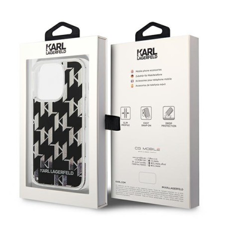 Karl Lagerfeld Liquid Glitter Monogram dėklas, skirtas iPhone 14 Pro Max - juodas Karl Lagerfeld Liquid Glitter Monogram dėklas, skirtas iPhone 14 Pro Max - juodas
