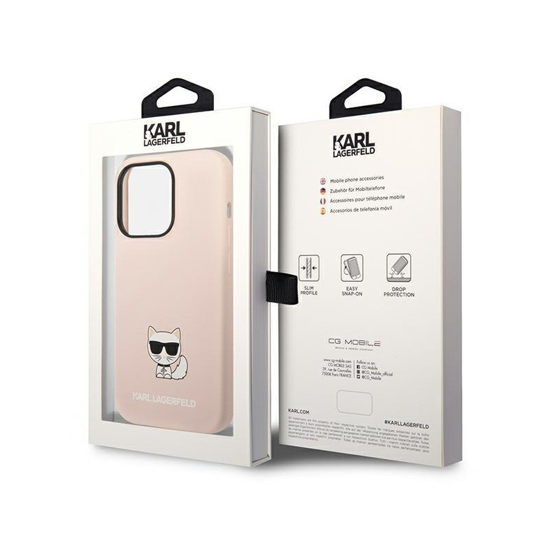 Karl Lagerfeld Silicone Choupette Body dėklas iPhone 14 Pro Max - šviesiai rožinis
