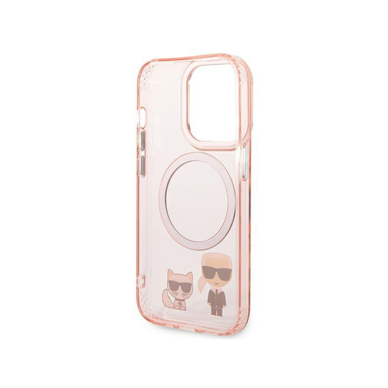 Karl Lagerfeld Karl&Choupette Aluminium MagSafe dėklas iPhone 14 Pro - rožinis