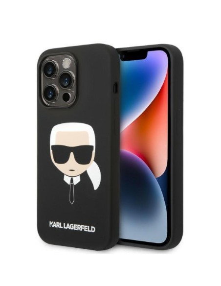 Karl Lagerfeld Silikoninis Karl& 39 s Head MagSafe dėklas iPhone 14 Pro - juodas