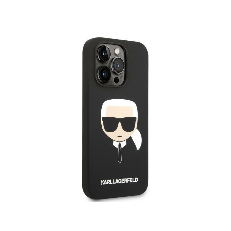 Karl Lagerfeld Silikoninis Karl& 39 s Head MagSafe dėklas iPhone 14 Pro - juodas