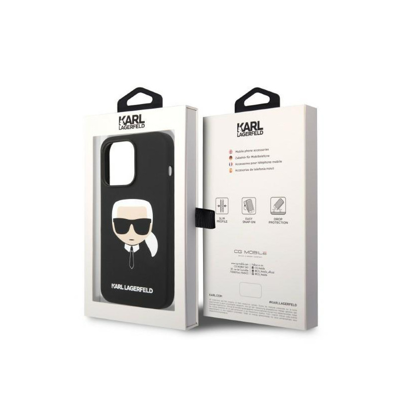 Karl Lagerfeld Silikoninis Karl& 39 s Head MagSafe dėklas iPhone 14 Pro - juodas