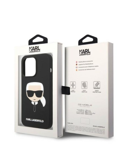 Karl Lagerfeld Silikoninis Karl& 39 s Head MagSafe dėklas iPhone 14 Pro - juodas