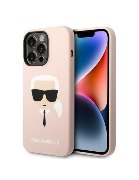 Karl Lagerfeld Silicone Karl& 39 s Head MagSafe dėklas iPhone 14 Pro - šviesiai rožinis