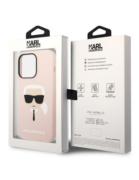 Karl Lagerfeld Silicone Karl& 39 s Head MagSafe dėklas iPhone 14 Pro - šviesiai rožinis