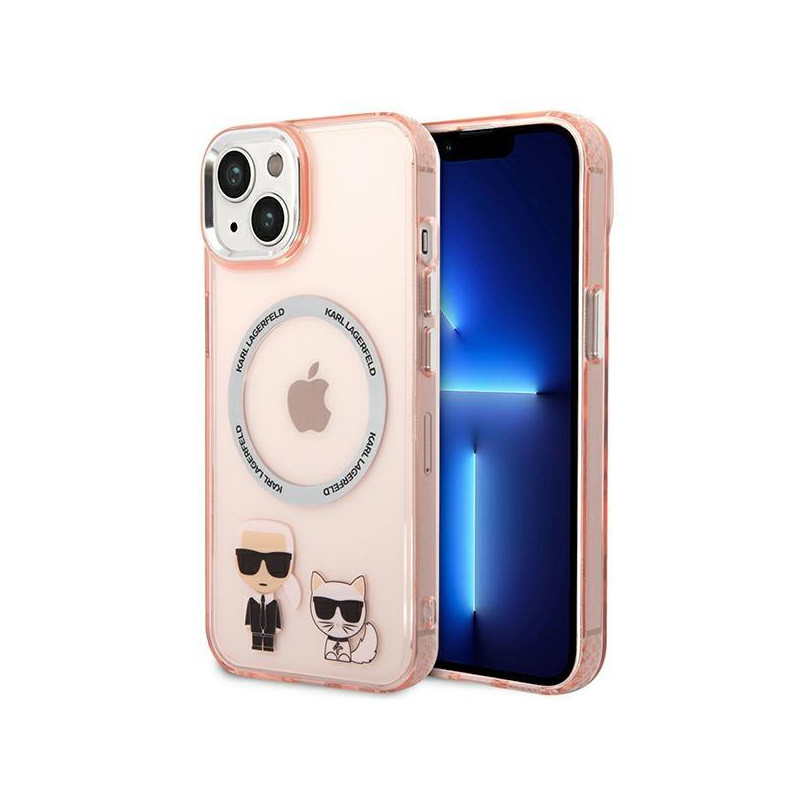 Karl Lagerfeld Karl&Choupette Aluminium MagSafe dėklas iPhone 14 Plus - rožinis Karl Lagerfeld Karl&Choupette Aluminium MagSafe dėklas iPhone 14 Plus - rožinis