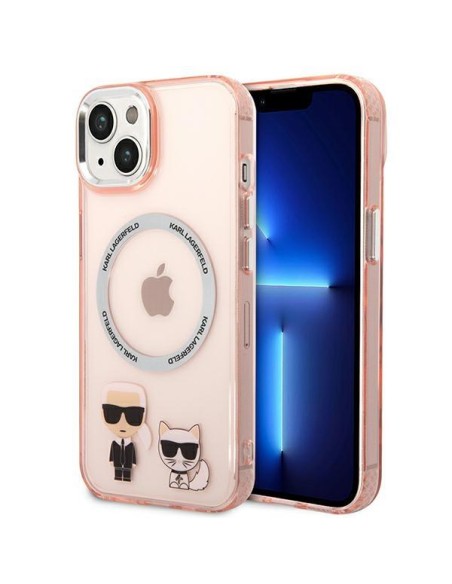 Karl Lagerfeld Karl&Choupette Aluminium MagSafe dėklas iPhone 14 Plus - rožinis Karl Lagerfeld Karl&Choupette Aluminium MagSafe dėklas iPhone 14 Plus - rožinis