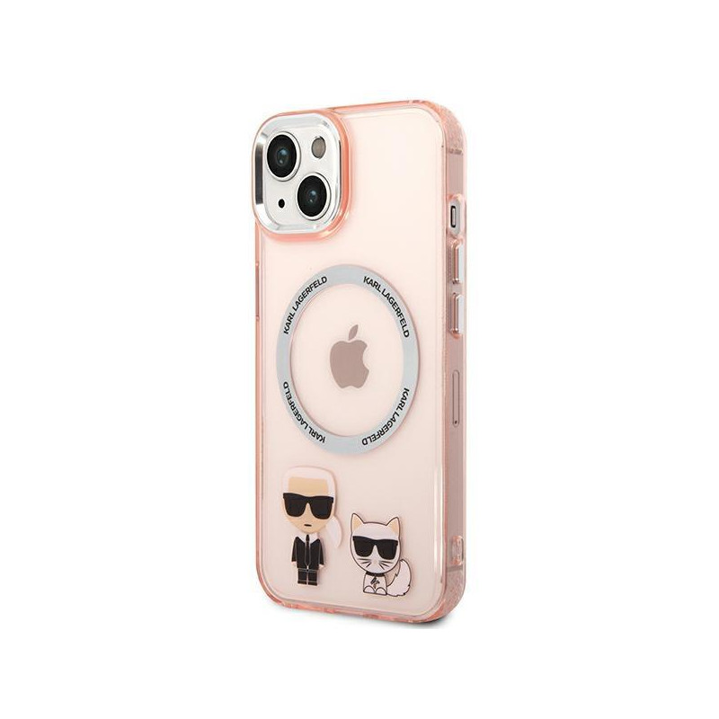 Karl Lagerfeld Karl&Choupette Aluminium MagSafe dėklas iPhone 14 Plus - rožinis