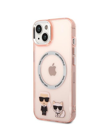 Karl Lagerfeld Karl&Choupette Aluminium MagSafe dėklas iPhone 14 Plus - rožinis Karl Lagerfeld Karl&Choupette Aluminium MagSafe dėklas iPhone 14 Plus - rožinis