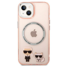 Karl Lagerfeld Karl&Choupette Aluminium MagSafe dėklas iPhone 14 Plus - rožinis