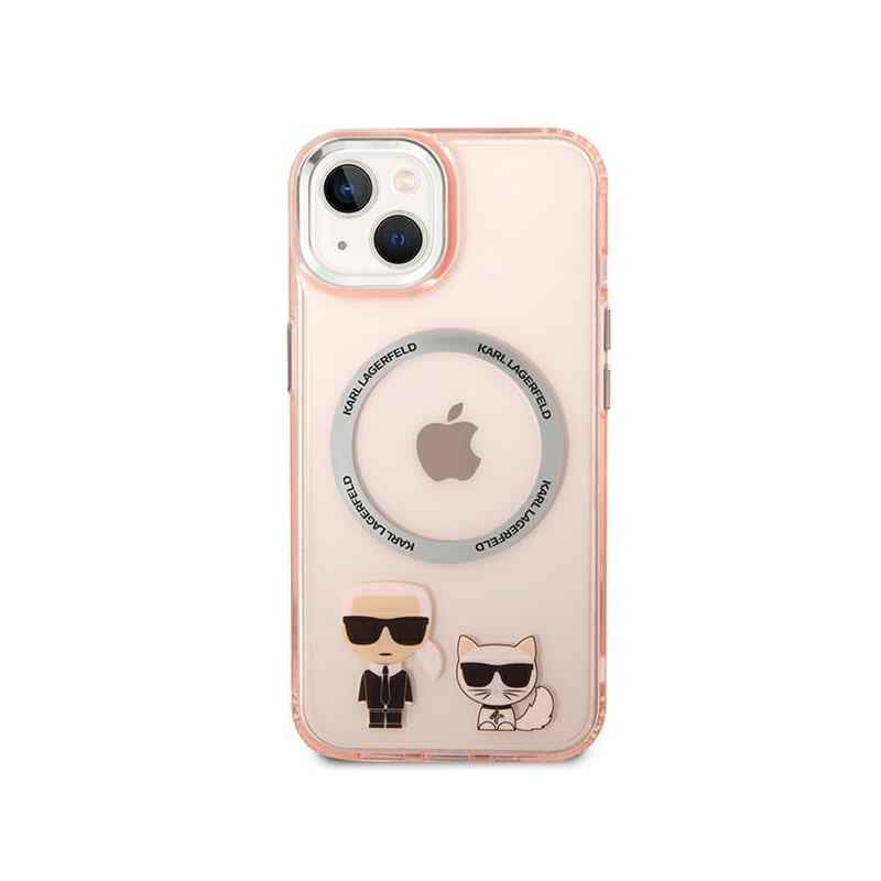 Karl Lagerfeld Karl&Choupette Aluminium MagSafe dėklas iPhone 14 Plus - rožinis