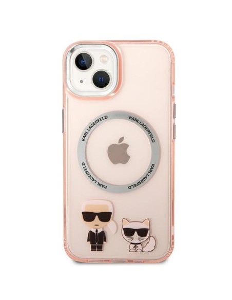 Karl Lagerfeld Karl&Choupette Aluminium MagSafe dėklas iPhone 14 Plus - rožinis Karl Lagerfeld Karl&Choupette Aluminium MagSafe dėklas iPhone 14 Plus - rožinis