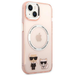 Karl Lagerfeld Karl&Choupette Aluminium MagSafe dėklas iPhone 14 Plus - rožinis