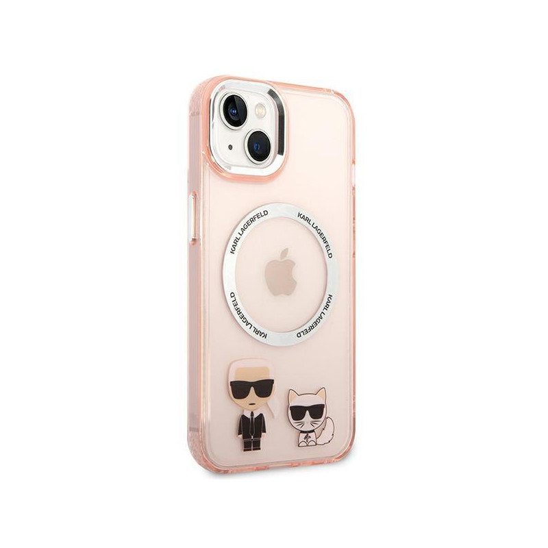 Karl Lagerfeld Karl&Choupette Aluminium MagSafe dėklas iPhone 14 Plus - rožinis