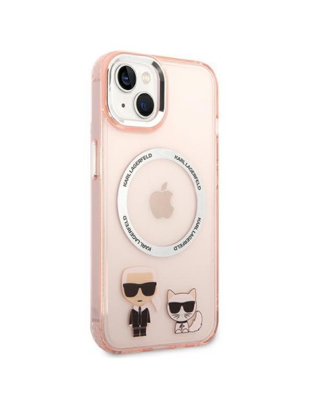 Karl Lagerfeld Karl&Choupette Aluminium MagSafe dėklas iPhone 14 Plus - rožinis Karl Lagerfeld Karl&Choupette Aluminium MagSafe dėklas iPhone 14 Plus - rožinis
