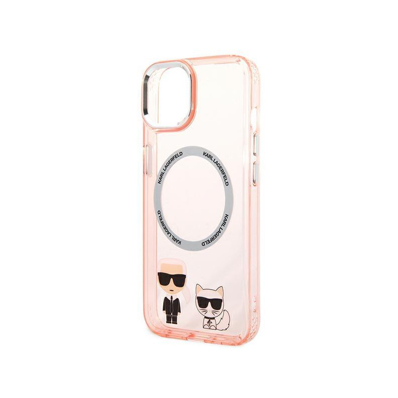 Karl Lagerfeld Karl&Choupette Aluminium MagSafe dėklas iPhone 14 Plus - rožinis