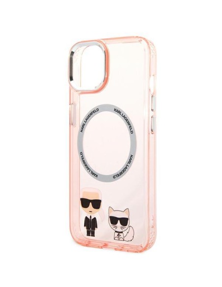 Karl Lagerfeld Karl&Choupette Aluminium MagSafe dėklas iPhone 14 Plus - rožinis Karl Lagerfeld Karl&Choupette Aluminium MagSafe dėklas iPhone 14 Plus - rožinis