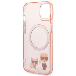 Karl Lagerfeld Karl&Choupette Aluminium MagSafe dėklas iPhone 14 Plus - rožinis