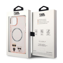Karl Lagerfeld Karl&Choupette Aluminium MagSafe dėklas iPhone 14 Plus - rožinis