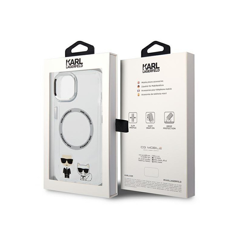 Karl Lagerfeld Karl&Choupette Aluminium MagSafe dėklas iPhone 14 Plus - skaidrus
