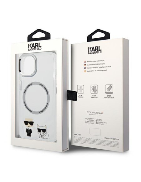 Karl Lagerfeld Karl&Choupette Aluminium MagSafe dėklas iPhone 14 Plus - skaidrus