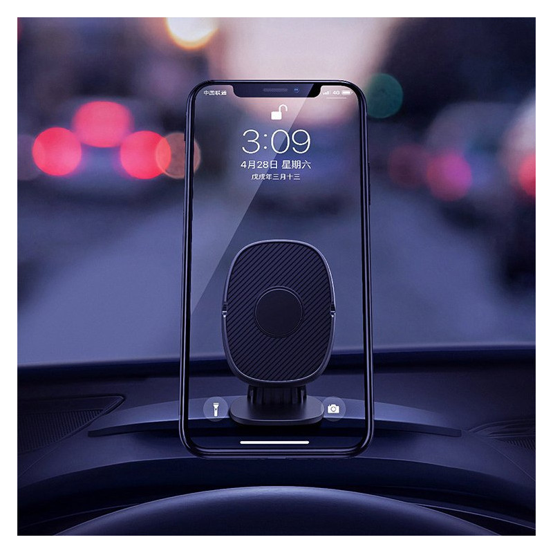 Lipnus magnetinis automobilinio telefono laikiklis prie prietaisų skydelio juodos spalvos