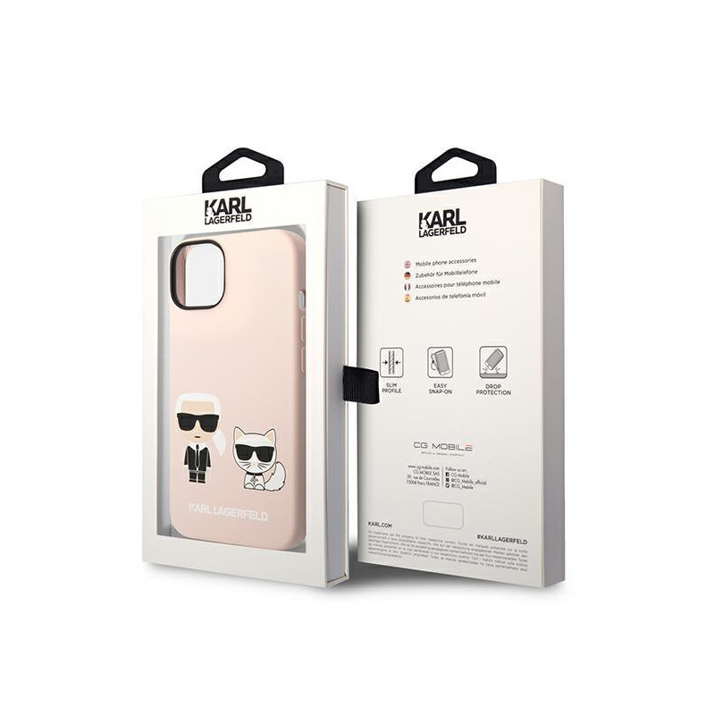 Karl Lagerfeld Silicone Karl&Choupette MagSafe dėklas iPhone 14 Plus - šviesiai rožinis