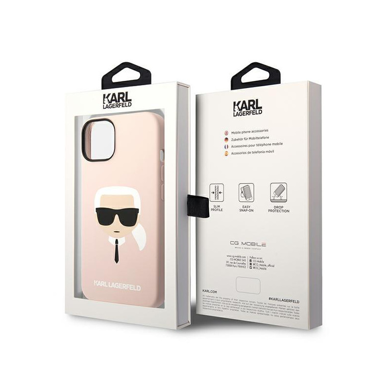Karl Lagerfeld Silicone Karl& 39 s Head MagSafe dėklas iPhone 14 - šviesiai rožinis