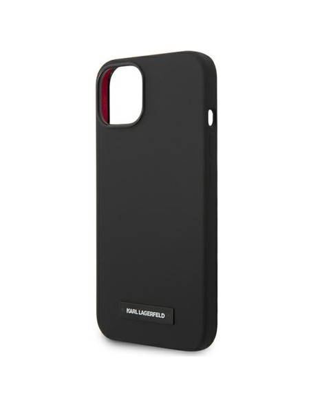 Karl Lagerfeld Silicone Plaque MagSafe dėklas iPhone 14 - juodas Karl Lagerfeld Silicone Plaque MagSafe dėklas iPhone 14 - juodas