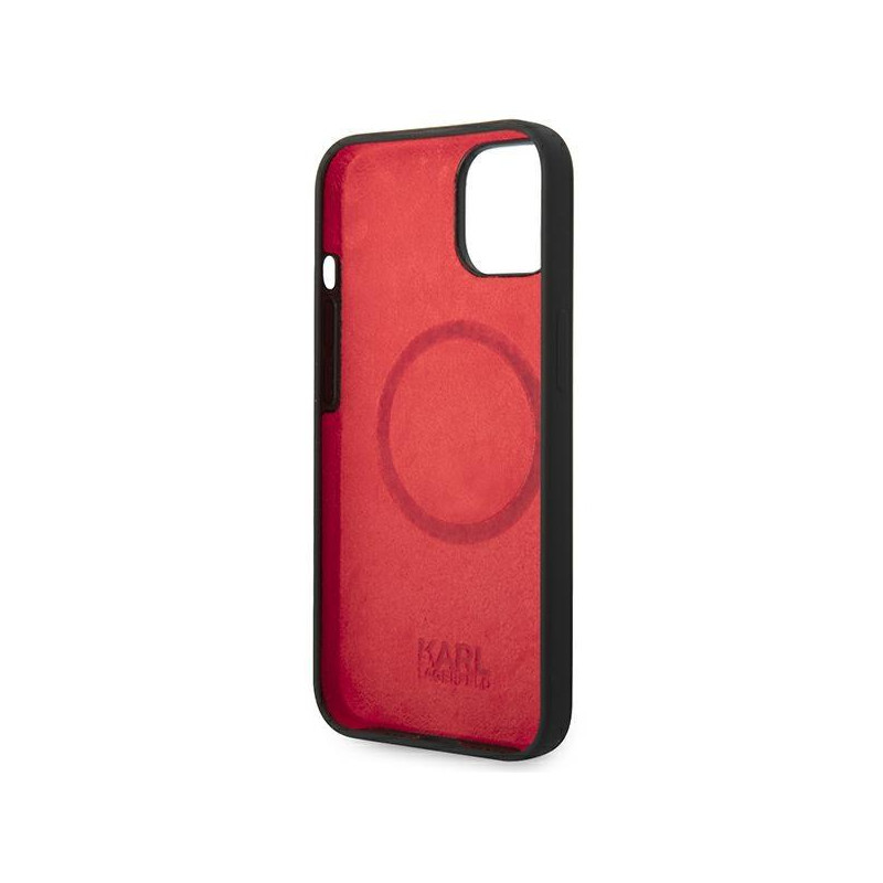 Karl Lagerfeld Silicone Plaque MagSafe dėklas iPhone 14 - juodas