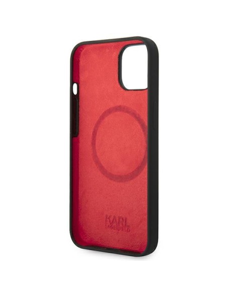 Karl Lagerfeld Silicone Plaque MagSafe dėklas iPhone 14 - juodas Karl Lagerfeld Silicone Plaque MagSafe dėklas iPhone 14 - juodas