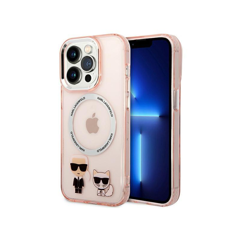 Karl Lagerfeld Karl&Choupette Aluminium MagSafe dėklas iPhone 14 Pro Max - rožinis Karl Lagerfeld Karl&Choupette Aluminium MagSafe dėklas iPhone 14 Pro Max - rožinis