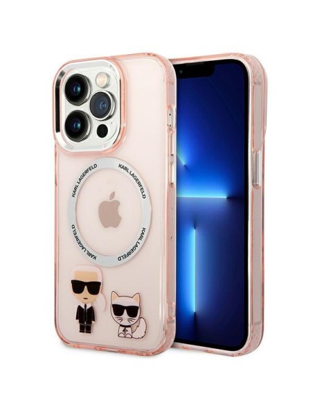 Karl Lagerfeld Karl&Choupette Aluminium MagSafe dėklas iPhone 14 Pro Max - rožinis Karl Lagerfeld Karl&Choupette Aluminium MagSafe dėklas iPhone 14 Pro Max - rožinis