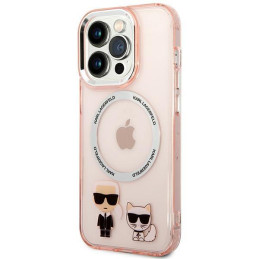 Karl Lagerfeld Karl&Choupette Aluminium MagSafe dėklas iPhone 14 Pro Max - rožinis