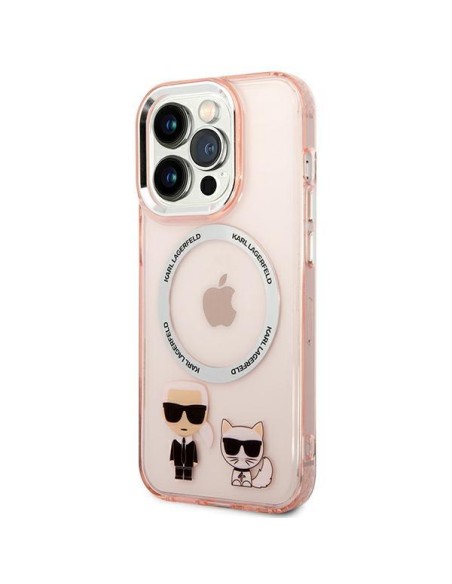 Karl Lagerfeld Karl&Choupette Aluminium MagSafe dėklas iPhone 14 Pro Max - rožinis Karl Lagerfeld Karl&Choupette Aluminium MagSafe dėklas iPhone 14 Pro Max - rožinis