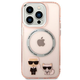 Karl Lagerfeld Karl&Choupette Aluminium MagSafe dėklas iPhone 14 Pro Max - rožinis