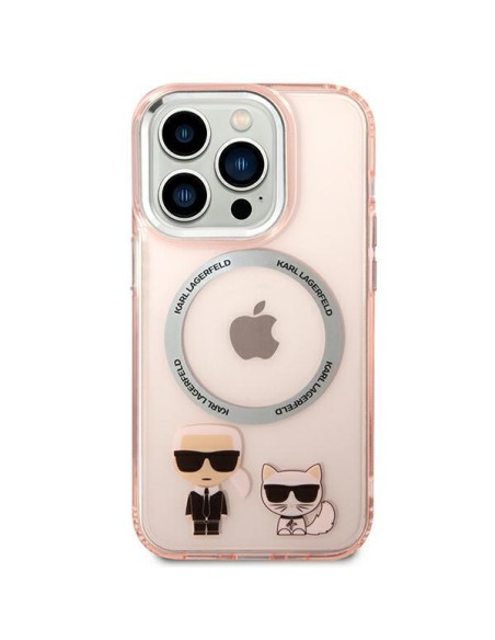 Karl Lagerfeld Karl&Choupette Aluminium MagSafe dėklas iPhone 14 Pro Max - rožinis Karl Lagerfeld Karl&Choupette Aluminium MagSafe dėklas iPhone 14 Pro Max - rožinis