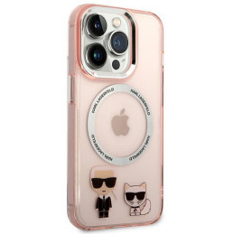 Karl Lagerfeld Karl&Choupette Aluminium MagSafe dėklas iPhone 14 Pro Max - rožinis