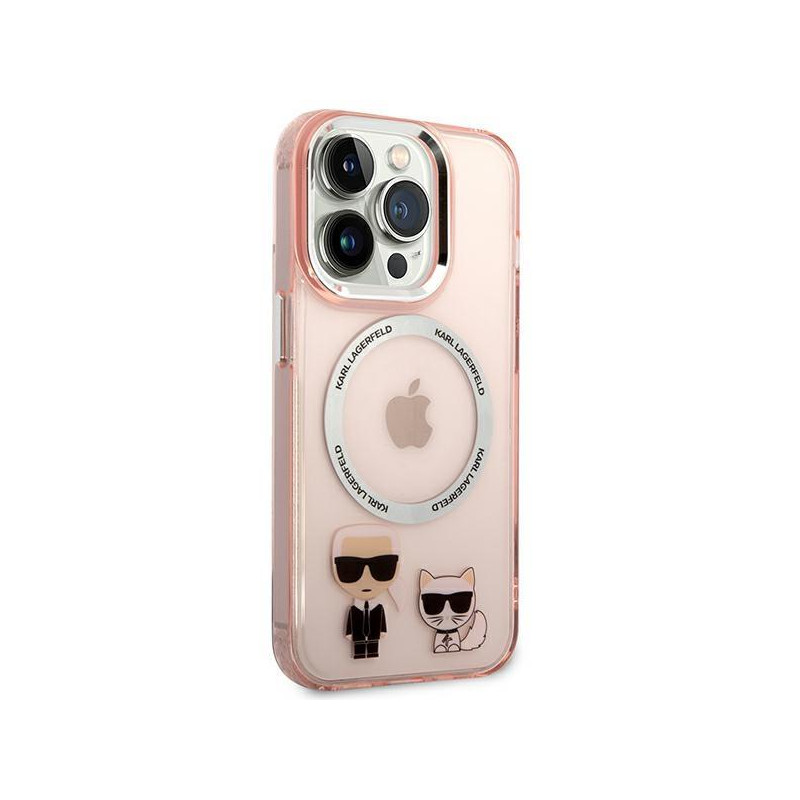 Karl Lagerfeld Karl&Choupette Aluminium MagSafe dėklas iPhone 14 Pro Max - rožinis