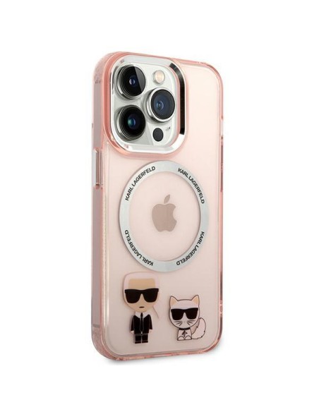 Karl Lagerfeld Karl&Choupette Aluminium MagSafe dėklas iPhone 14 Pro Max - rožinis Karl Lagerfeld Karl&Choupette Aluminium MagSafe dėklas iPhone 14 Pro Max - rožinis