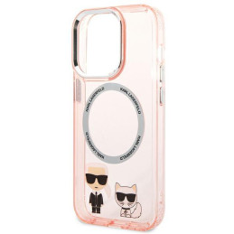 Karl Lagerfeld Karl&Choupette Aluminium MagSafe dėklas iPhone 14 Pro Max - rožinis