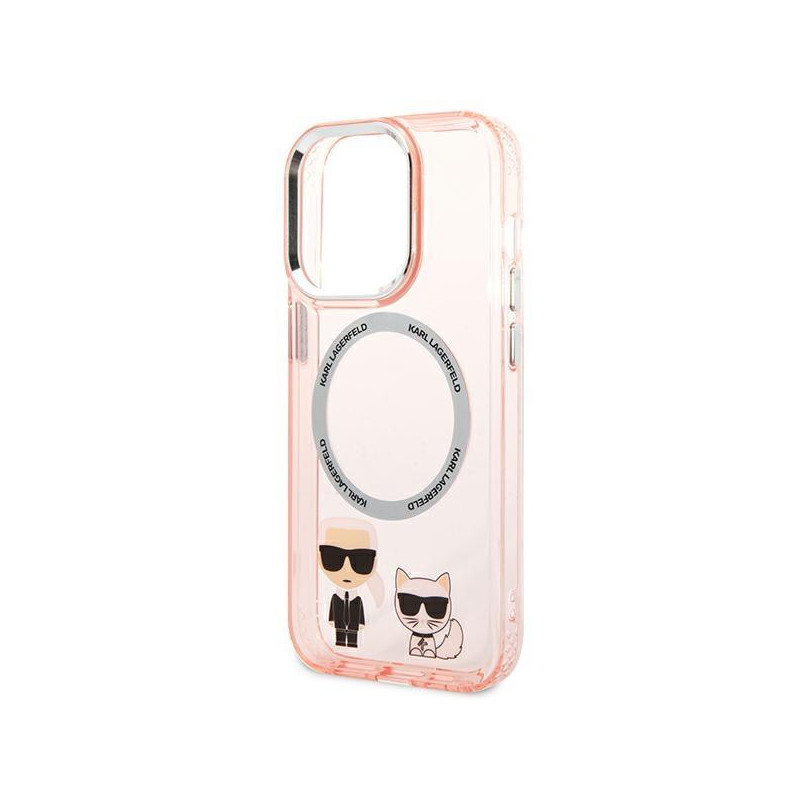 Karl Lagerfeld Karl&Choupette Aluminium MagSafe dėklas iPhone 14 Pro Max - rožinis