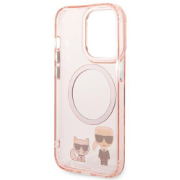 Karl Lagerfeld Karl&Choupette Aluminium MagSafe dėklas iPhone 14 Pro Max - rožinis
