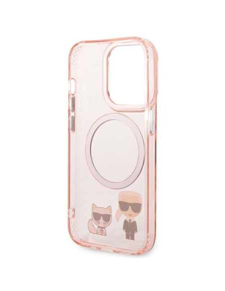 Karl Lagerfeld Karl&Choupette Aluminium MagSafe dėklas iPhone 14 Pro Max - rožinis Karl Lagerfeld Karl&Choupette Aluminium MagSafe dėklas iPhone 14 Pro Max - rožinis