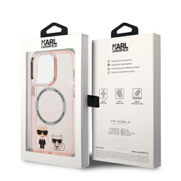 Karl Lagerfeld Karl&Choupette Aluminium MagSafe dėklas iPhone 14 Pro Max - rožinis