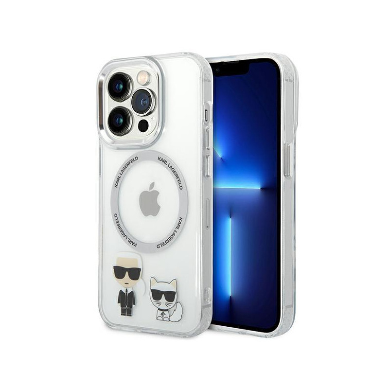 Karl Lagerfeld Karl&Choupette Aluminium MagSafe dėklas iPhone 14 Pro Max - skaidrus