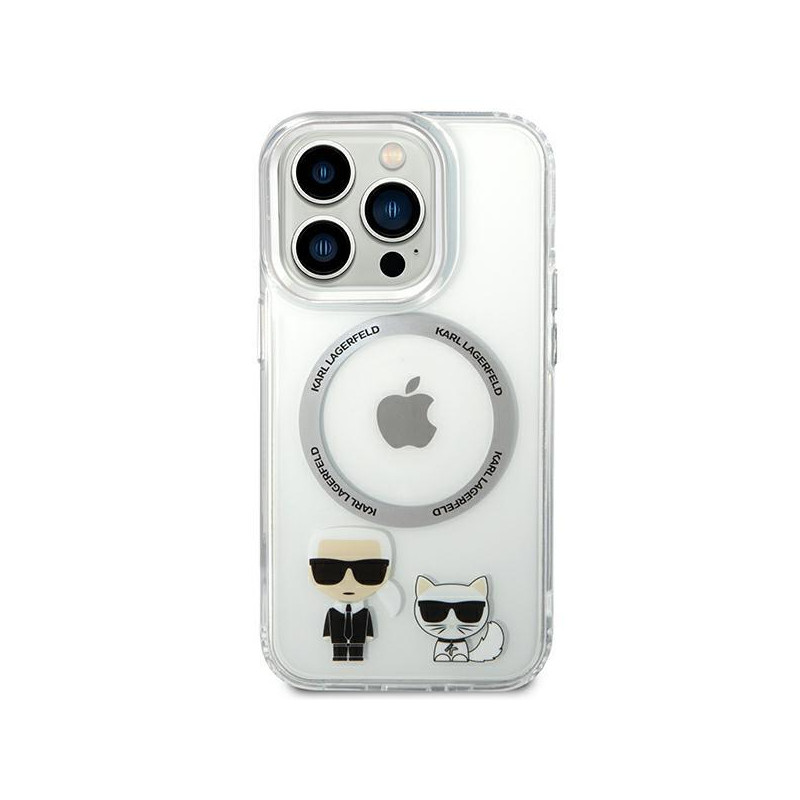 Karl Lagerfeld Karl&Choupette Aluminium MagSafe dėklas iPhone 14 Pro Max - skaidrus