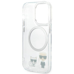 Karl Lagerfeld Karl&Choupette Aluminium MagSafe dėklas iPhone 14 Pro Max - skaidrus