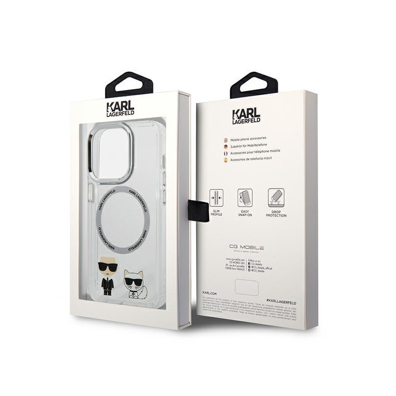 Karl Lagerfeld Karl&Choupette Aluminium MagSafe dėklas iPhone 14 Pro Max - skaidrus
